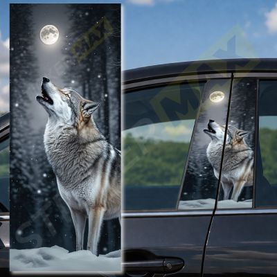 Авто Стикери  за колонки - Вълк под Луна! 🐺🌕
